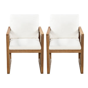 English Elm Outdoor Acacia Wood Armchairs Set of 2 with Hand Woven Rope and Washable Cushions N762P371719A