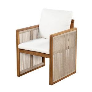 English Elm Outdoor Acacia Wood Armchairs Set of 2 with Hand Woven Rope and Washable Cushions N762P371719A