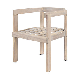 English Elm Acacia Wood Outdoor Barrel Armchairs Set of 2 with Cream Cushions for Patio Garden N762P380633K