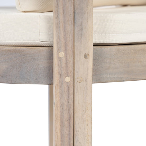 English Elm Acacia Wood Outdoor Barrel Armchairs Set of 2 with Cream Cushions for Patio Garden N762P380633K