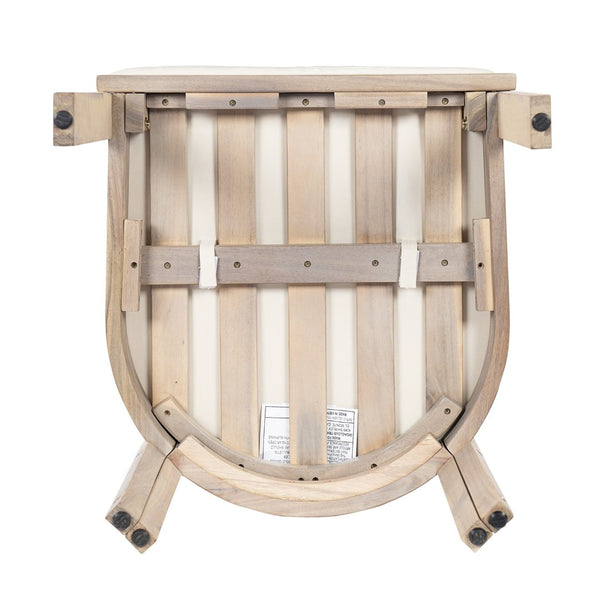 English Elm Acacia Wood Outdoor Barrel Armchairs Set of 2 with Cream Cushions for Patio Garden N762P380633K