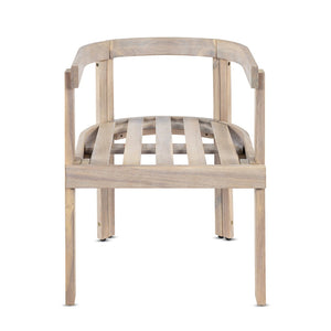 English Elm Acacia Wood Outdoor Barrel Armchairs Set of 2 with Cream Cushions for Patio Garden N762P380633K