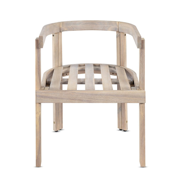 English Elm Acacia Wood Outdoor Barrel Armchairs Set of 2 with Cream Cushions for Patio Garden N762P380633K