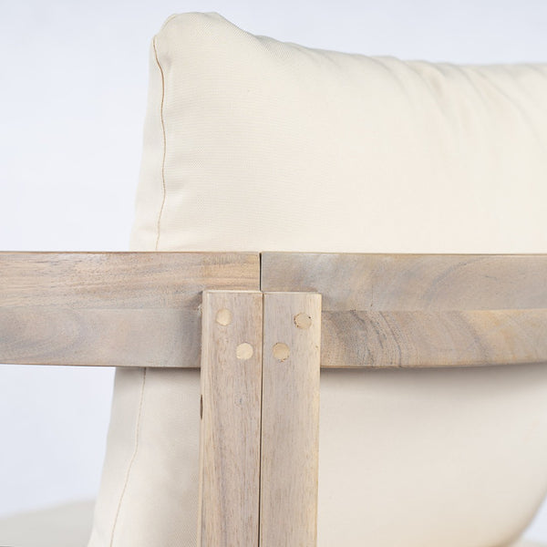 English Elm Acacia Wood Outdoor Barrel Armchairs Set of 2 with Cream Cushions for Patio Garden N762P380633K