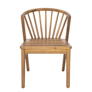 English Elm Outdoor Acacia Wood Windsor Spindle Back Dining Chairs with Washable Cushions Patio Set Teak N762P389932A
