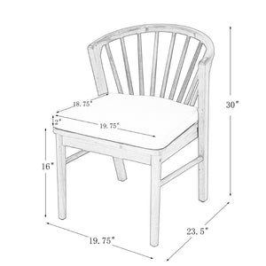 English Elm Outdoor Acacia Wood Windsor Spindle Back Dining Chairs with Washable Cushions Patio Set Teak N762P389932A