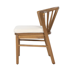 English Elm Outdoor Acacia Wood Windsor Spindle Back Dining Chairs with Washable Cushions Patio Set Teak N762P389932A