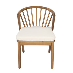 English Elm Outdoor Acacia Wood Windsor Spindle Back Dining Chairs with Washable Cushions Patio Set Teak N762P389932A