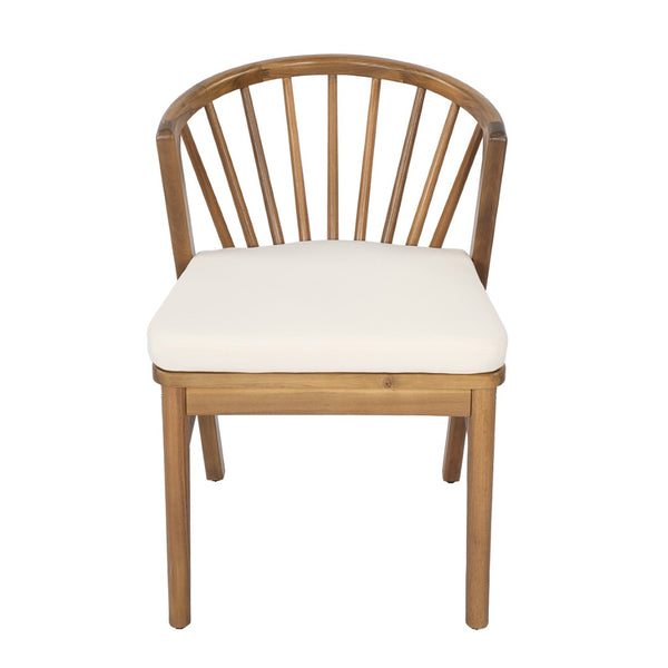 English Elm Outdoor Acacia Wood Windsor Spindle Back Dining Chairs with Washable Cushions Patio Set Teak N762P389932A