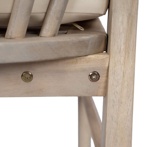 English Elm Outdoor Acacia Wood Windsor Spindle Back Dining Chairs with Washable Cushions Patio Set Light White N762P389932K