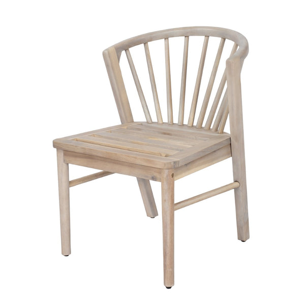 English Elm Outdoor Acacia Wood Windsor Spindle Back Dining Chairs with Washable Cushions Patio Set Light White N762P389932K