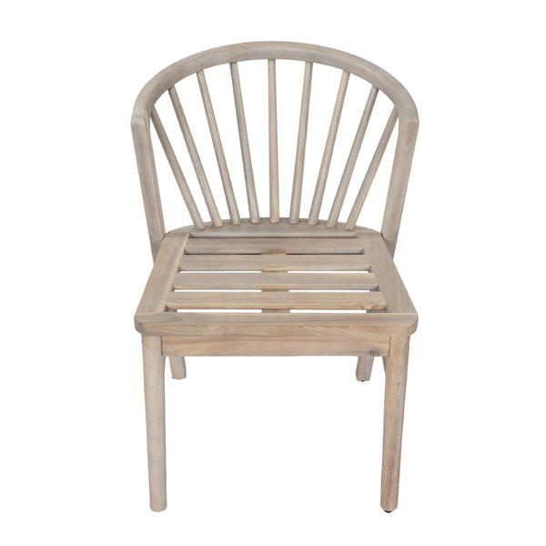 English Elm Outdoor Acacia Wood Windsor Spindle Back Dining Chairs with Washable Cushions Patio Set Light White N762P389932K