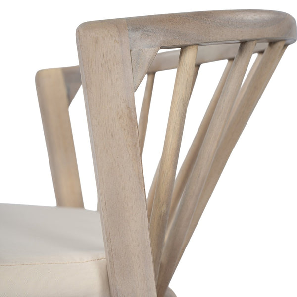 English Elm Outdoor Acacia Wood Windsor Spindle Back Dining Chairs with Washable Cushions Patio Set Light White N762P389932K