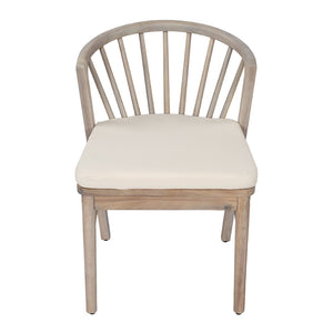 English Elm Outdoor Acacia Wood Windsor Spindle Back Dining Chairs with Washable Cushions Patio Set Light White N762P389932K