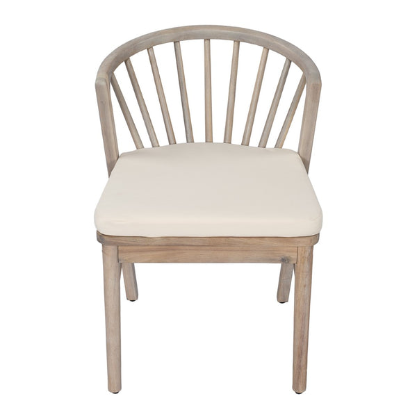 English Elm Outdoor Acacia Wood Windsor Spindle Back Dining Chairs with Washable Cushions Patio Set Light White N762P389932K