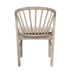 English Elm Outdoor Acacia Wood Windsor Spindle Back Dining Chairs with Washable Cushions Patio Set Light White N762P389932K
