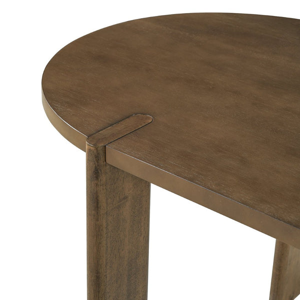 English Elm Modern Oval Walnut Dining Table Seats Six with Rubberwood Pedestal Base Mid Century N762P396360D