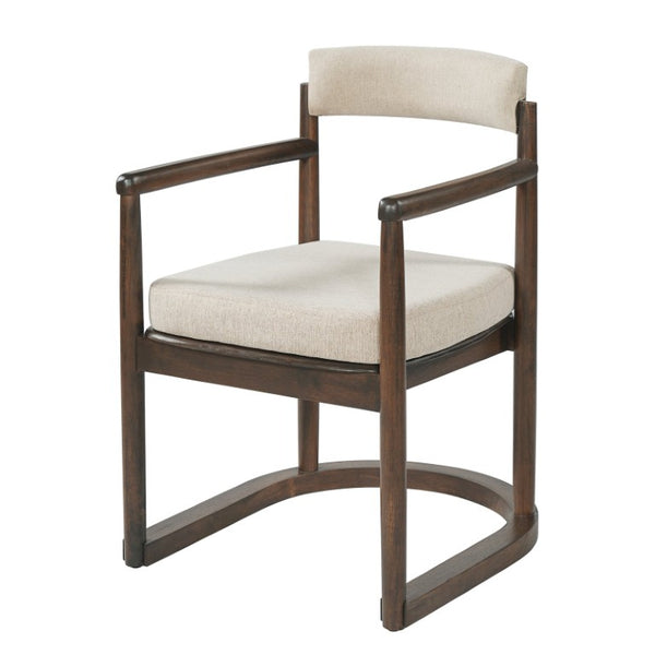 English Elm 7‑Piece Mid-Century Oval Rubberwood Dining Set with Cantilever Arm Chairs Walnut Finish N762P396360D_N762P412255D3