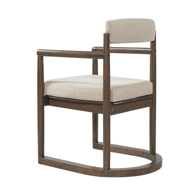 English Elm 7‑Piece Mid-Century Oval Rubberwood Dining Set with Cantilever Arm Chairs Walnut Finish N762P396360D_N762P412255D3