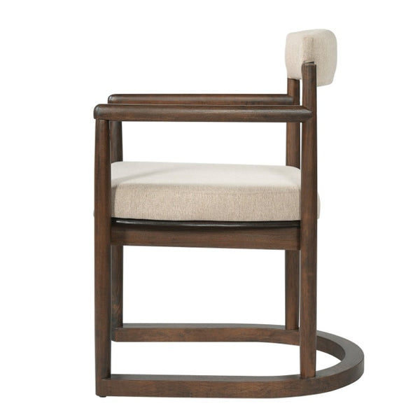 English Elm 7‑Piece Mid-Century Oval Rubberwood Dining Set with Cantilever Arm Chairs Walnut Finish N762P396360D_N762P412255D3