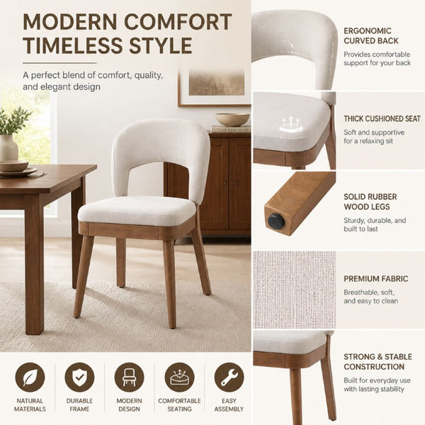 English Elm 7‑Piece Oval Rubber Wood Dining Set Walnut Finish Upholstered Chairs Modern Room N762P396360D_N762P472721D3