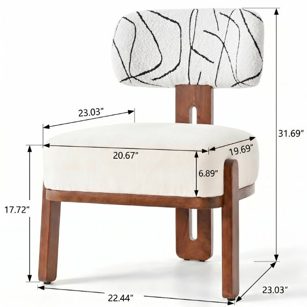 English Elm 7‑Piece Oval Rubberwood Dining Set Seats Eight with Bouclé Upholstered Armless Chairs N762P396360D_N762P472764D3