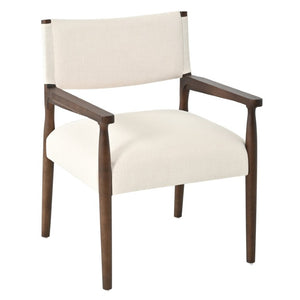 English Elm 7‑Piece Oval Rubberwood Dining Set Walnut Toned Arm Chairs with Beige Cushions N762P396360D_N762P503857A3