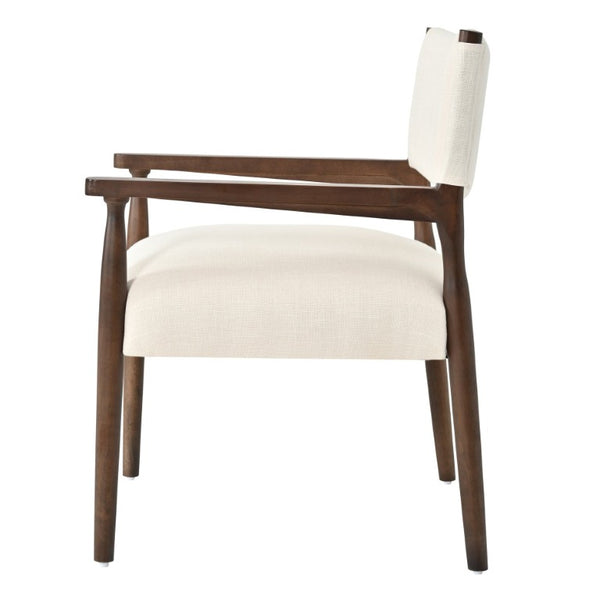 English Elm 7‑Piece Oval Rubberwood Dining Set Walnut Toned Arm Chairs with Beige Cushions N762P396360D_N762P503857A3