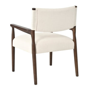 English Elm 7‑Piece Oval Rubberwood Dining Set Walnut Toned Arm Chairs with Beige Cushions N762P396360D_N762P503857A3