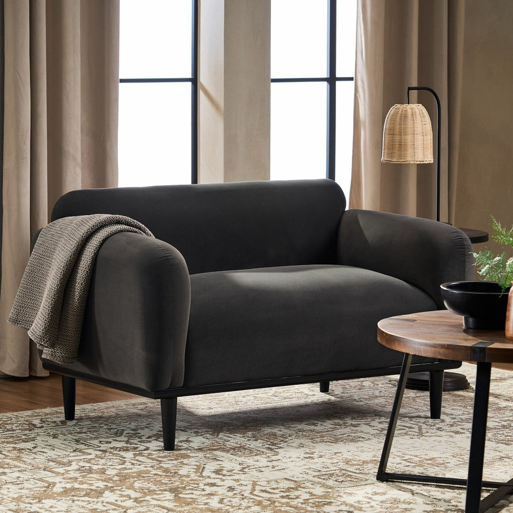 English Elm Loveseat Compact Two Seater Sofa with Birch Legs Boucle Upholstery for Modern Interiors N762P407898E