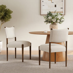 English Elm Modern Rubberwood Dining Chairs with Thick Foam Cushion Walnut Finish Set of 2 N762P411382A