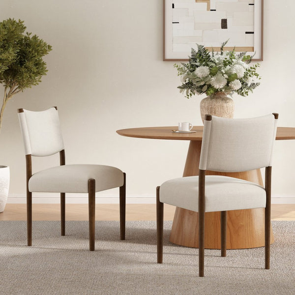 English Elm Modern Rubberwood Dining Chairs with Thick Foam Cushion Walnut Finish Set of 2 N762P411382A