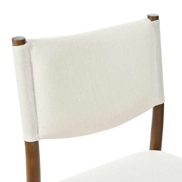 English Elm 26.4" Rubberwood Counter Barstools Set of 2 Linen Cushioned Walnut Legs Kitchen Island N762P411383A