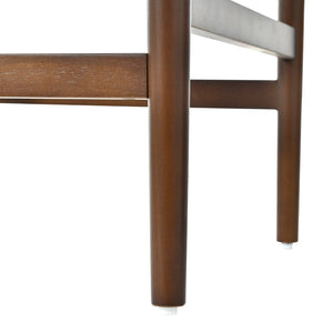 English Elm 26.4" Rubberwood Counter Barstools Set of 2 Linen Cushioned Walnut Legs Kitchen Island N762P411383A