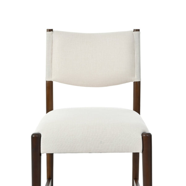 English Elm 26.4" Rubberwood Counter Barstools Set of 2 Linen Cushioned Walnut Legs Kitchen Island N762P411383A