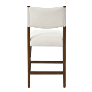 English Elm 26.4" Rubberwood Counter Barstools Set of 2 Linen Cushioned Walnut Legs Kitchen Island N762P411383A