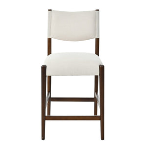 English Elm 26.4" Rubberwood Counter Barstools Set of 2 Linen Cushioned Walnut Legs Kitchen Island N762P411383A