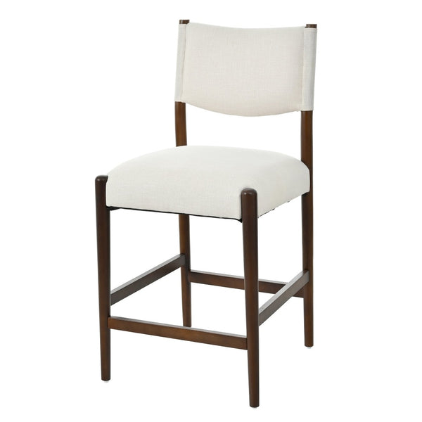 English Elm 26.4" Rubberwood Counter Barstools Set of 2 Linen Cushioned Walnut Legs Kitchen Island N762P411383A