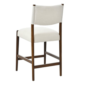 English Elm 26.4" Rubberwood Counter Barstools Set of 2 Linen Cushioned Walnut Legs Kitchen Island N762P411383A