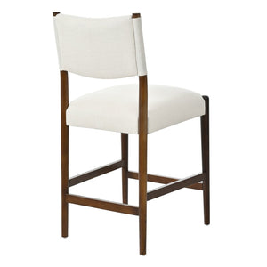 English Elm 26.4" Rubberwood Counter Barstools Set of 2 Linen Cushioned Walnut Legs Kitchen Island N762P411383A