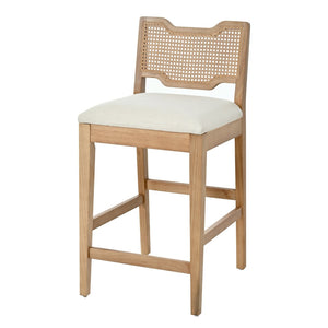 English Elm 28" Farmhouse Counter Stools Set of 2 Woven Rattan Back Rubberwood Frame Kitchen Island N762P411404D