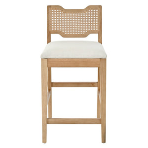 English Elm 28" Farmhouse Counter Stools Set of 2 Woven Rattan Back Rubberwood Frame Kitchen Island N762P411404D