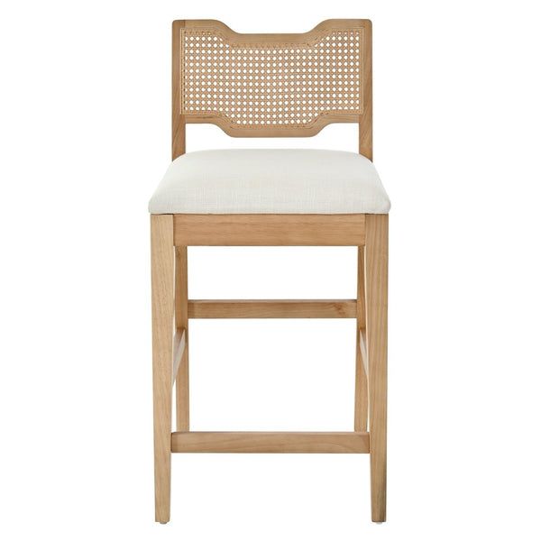 English Elm 28" Farmhouse Counter Stools Set of 2 Woven Rattan Back Rubberwood Frame Kitchen Island N762P411404D