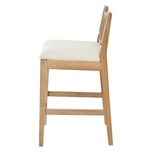 English Elm 28" Farmhouse Counter Stools Set of 2 Woven Rattan Back Rubberwood Frame Kitchen Island N762P411404D