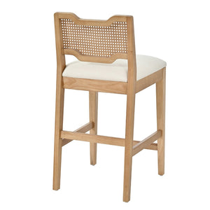 English Elm 28" Farmhouse Counter Stools Set of 2 Woven Rattan Back Rubberwood Frame Kitchen Island N762P411404D
