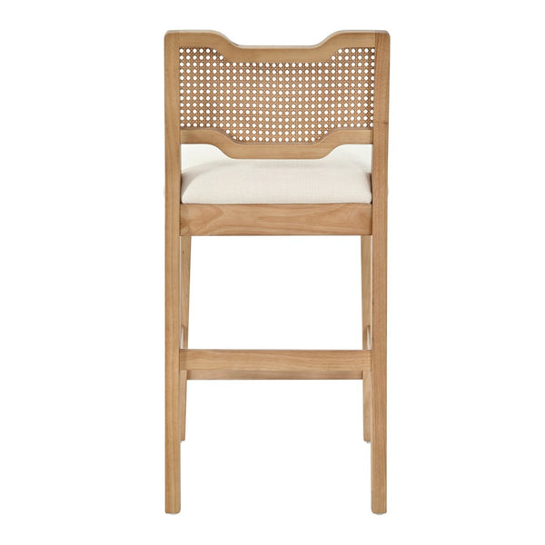 English Elm 28" Farmhouse Counter Stools Set of 2 Woven Rattan Back Rubberwood Frame Kitchen Island N762P411404D