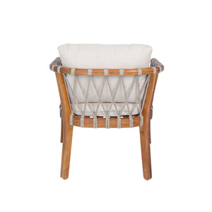 English Elm Outdoor Acacia Wood Bistro Chair Set with Rope Weave Seats and Cushioned Patio Comfort N762P411561D