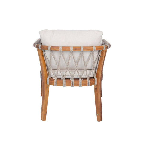 English Elm Outdoor Acacia Wood Bistro Chair Set with Rope Weave Seats and Cushioned Patio Comfort N762P411561D