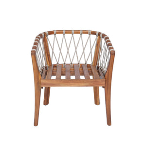 English Elm Outdoor Acacia Wood Bistro Chair Set with Rope Weave Seats and Cushioned Patio Comfort N762P411561D