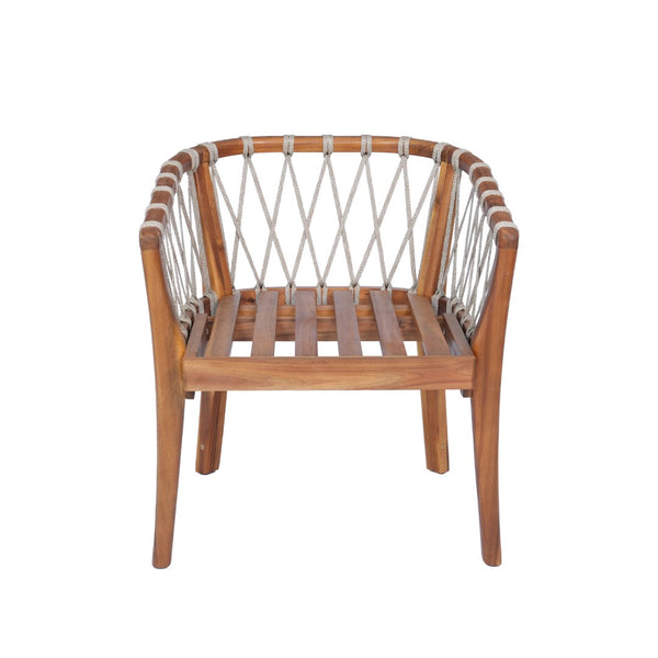 English Elm Outdoor Acacia Wood Bistro Chair Set with Rope Weave Seats and Cushioned Patio Comfort N762P411561D